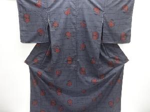 アンティーク　亀甲に花模様織り出し本場泥大島紬着物・道行コートアンサンブル(5マルキ)